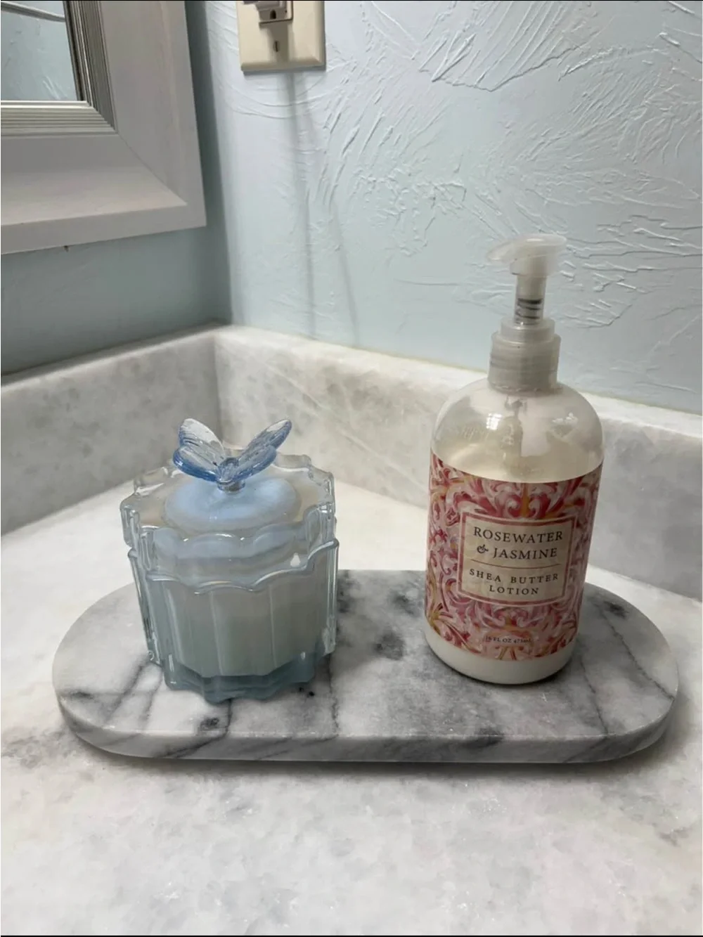 Marble tray Dish - White Gray Marble granite Finish